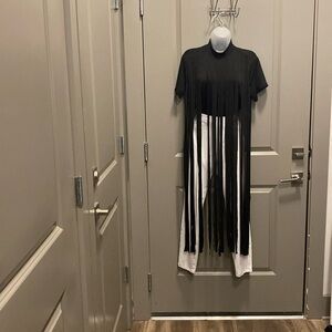 NWOT Black Fringe Bodysuit Top